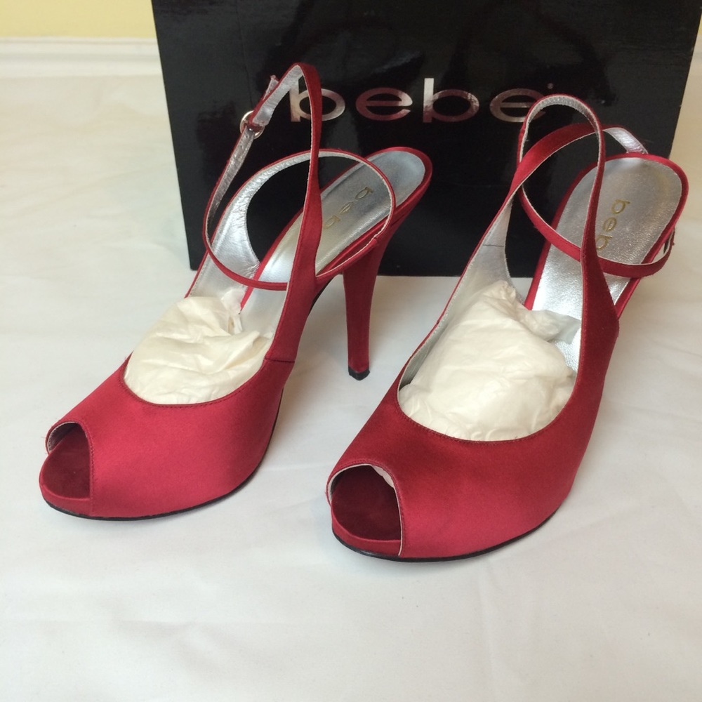 Red peep toe heels